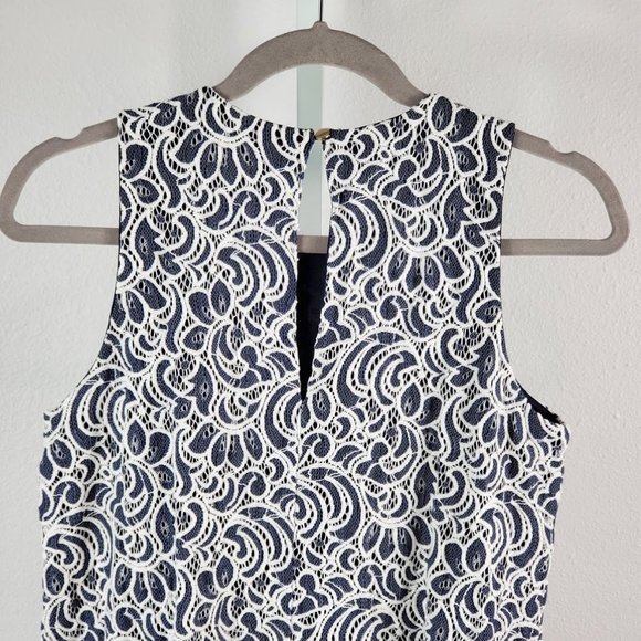TOMMY HILFIGER dress lace tent sleeveless blue Sz 8 - Picture 5 of 6